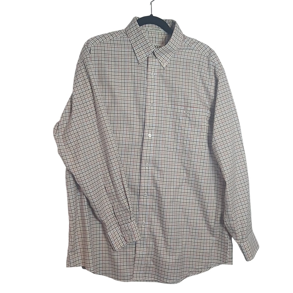 Orvis Sporting Traditions Mens Large Tattersall Plaid Cotton Button Down Shirt